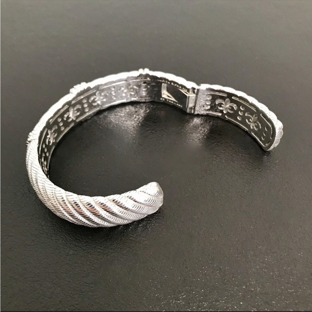 Judith Ripka Solid Sterling Silver Hinged Bangle - image 6